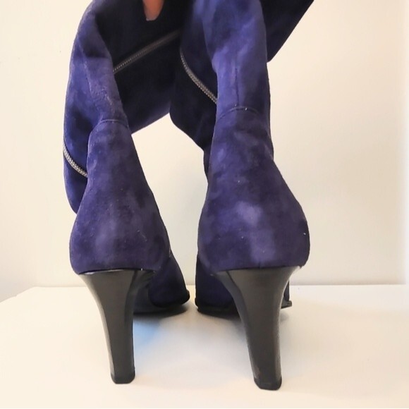 Dibrera by Paolo Zanoni Purple Suede Stiletto Mid-Calf Boot Sz 37 - Picture 3 of 8
